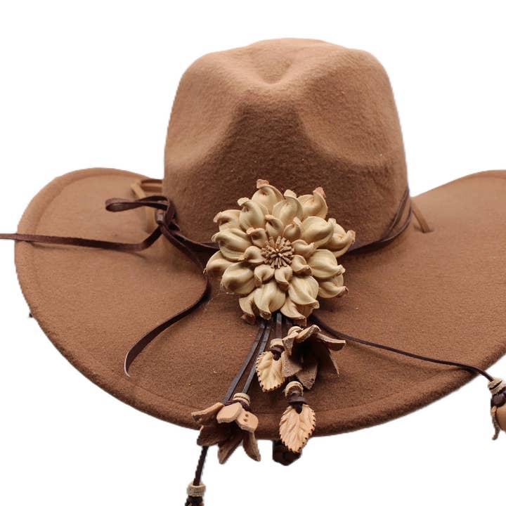 Handmade leather hatband daisy flower for wholesale by Sunflower Handmade leather inc