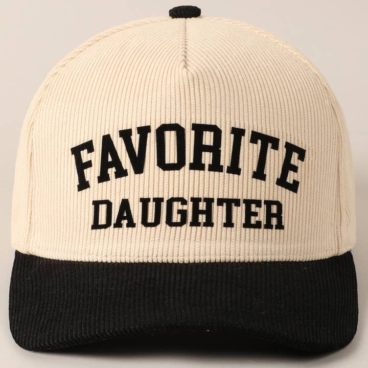 Fashion City - Wholesale Baseball Cap - Unisex - Favorite Daughter Two-Tone Corduroy Baseball Cap
