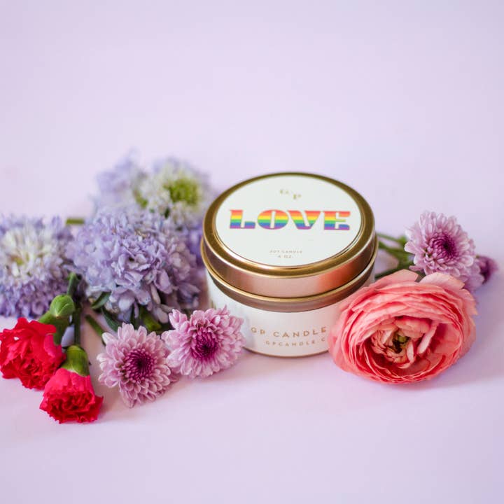 GP Candle Co. - Wholesale Travel Candles - Love Pride Just Because 4 oz. Candle Tin6