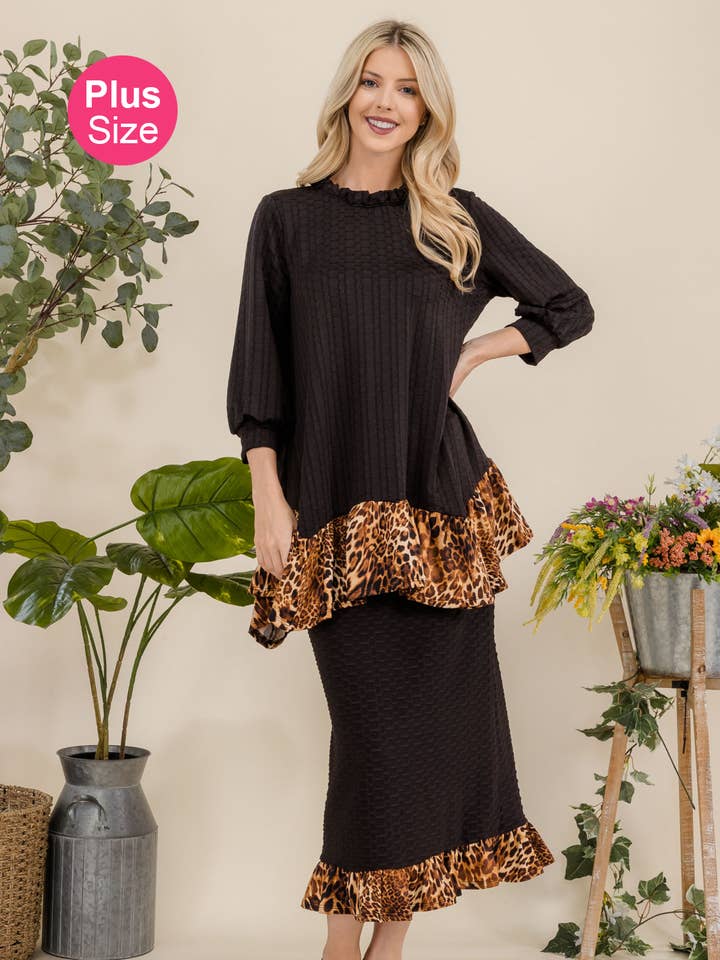 SET PLUS MODEST -NIDO D'APE CON TUNICA E GONNA -MTS43916-PL per la vendita all'ingrosso da parte di Celeste Clothing