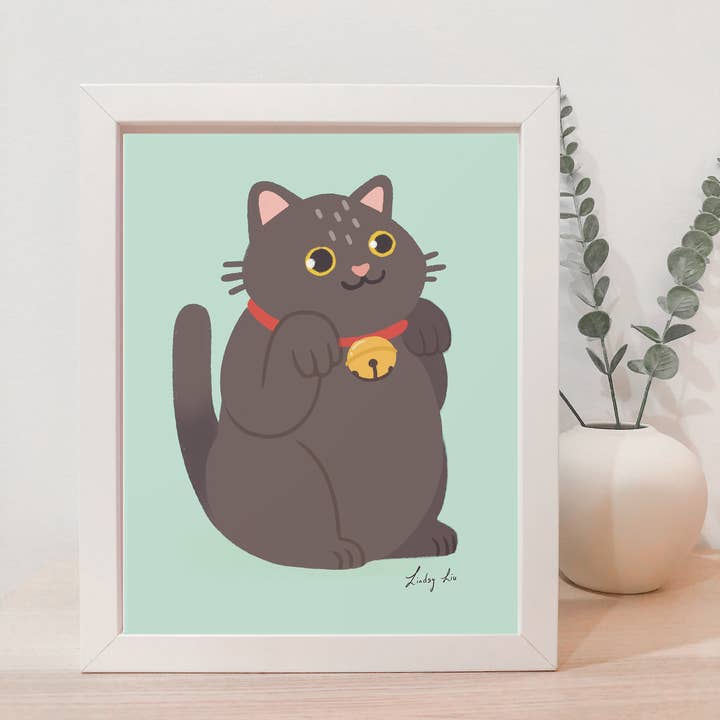 Impression d'art Chat Noir Porte-Bonheur pour la vente par Happy Little Paper Co
