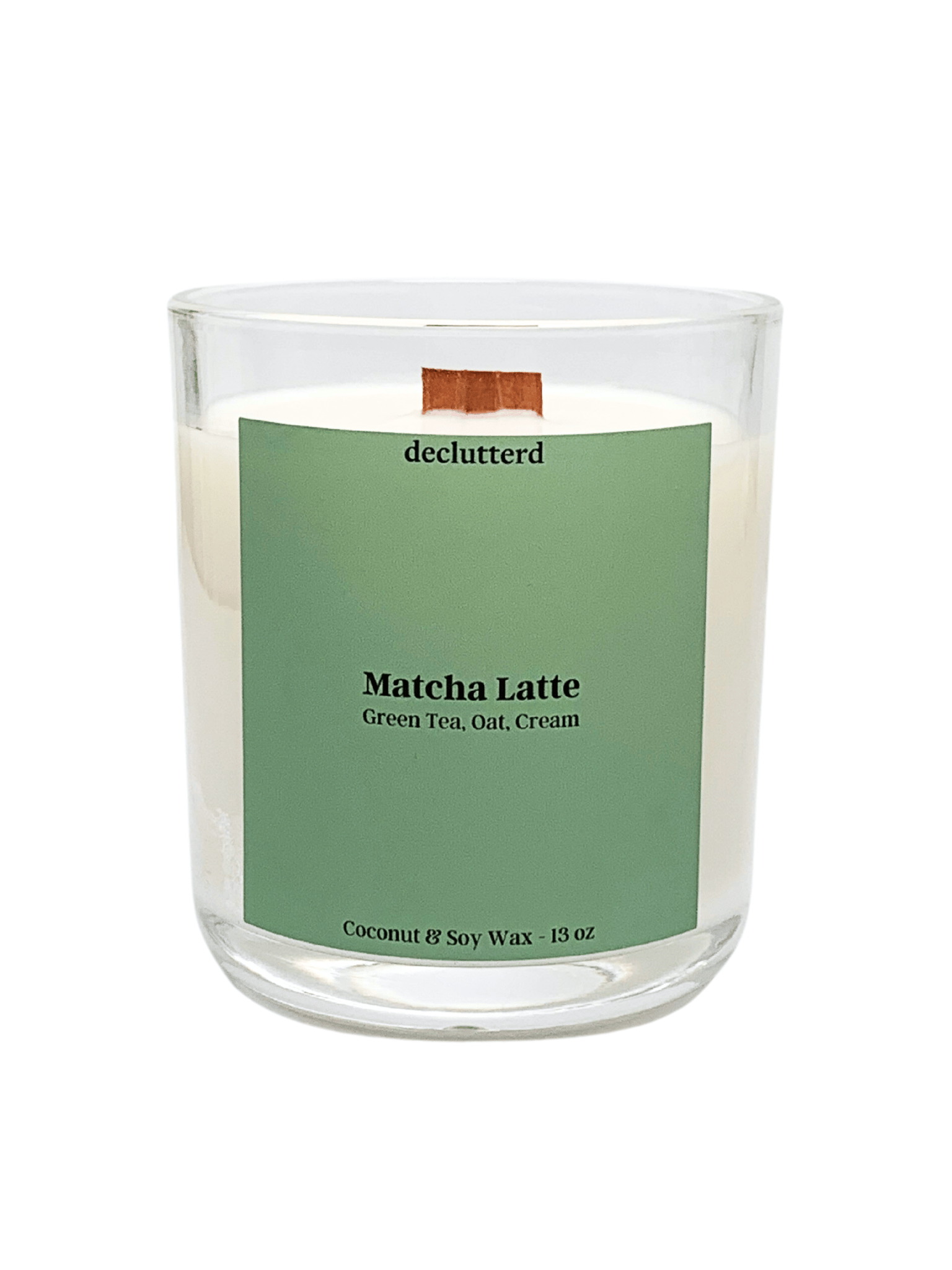 declutterd - Wholesale Jar/Filled Candle - Candle Wood Wick Matcha Latte Non Toxic Coconut Soy Wax1