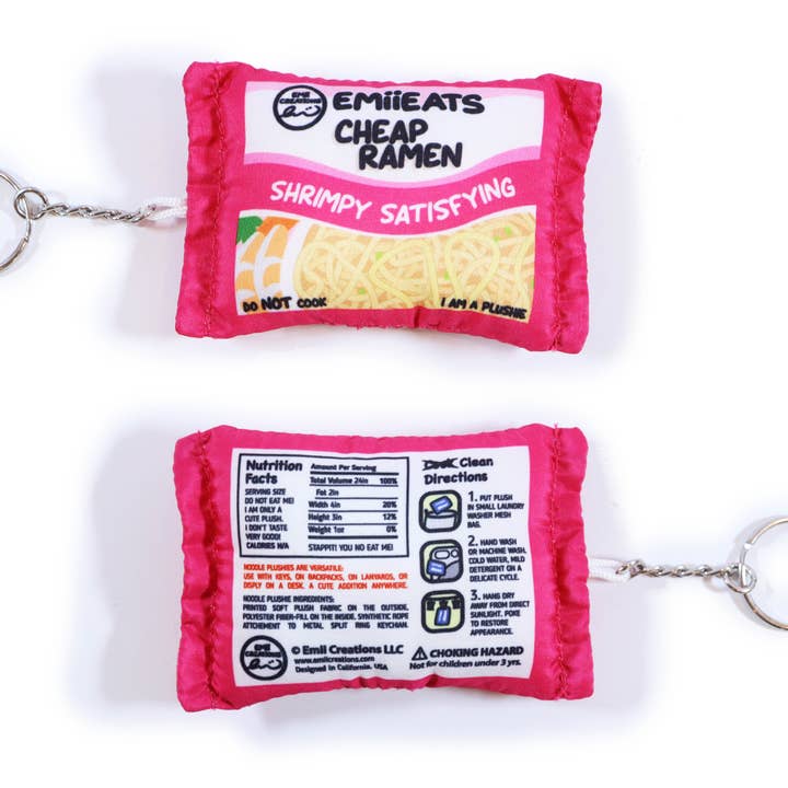 Emii Creations - Wholesale Keychain - Women's - Tiny Instant Cheap Ramen Noodle Plush Keychain