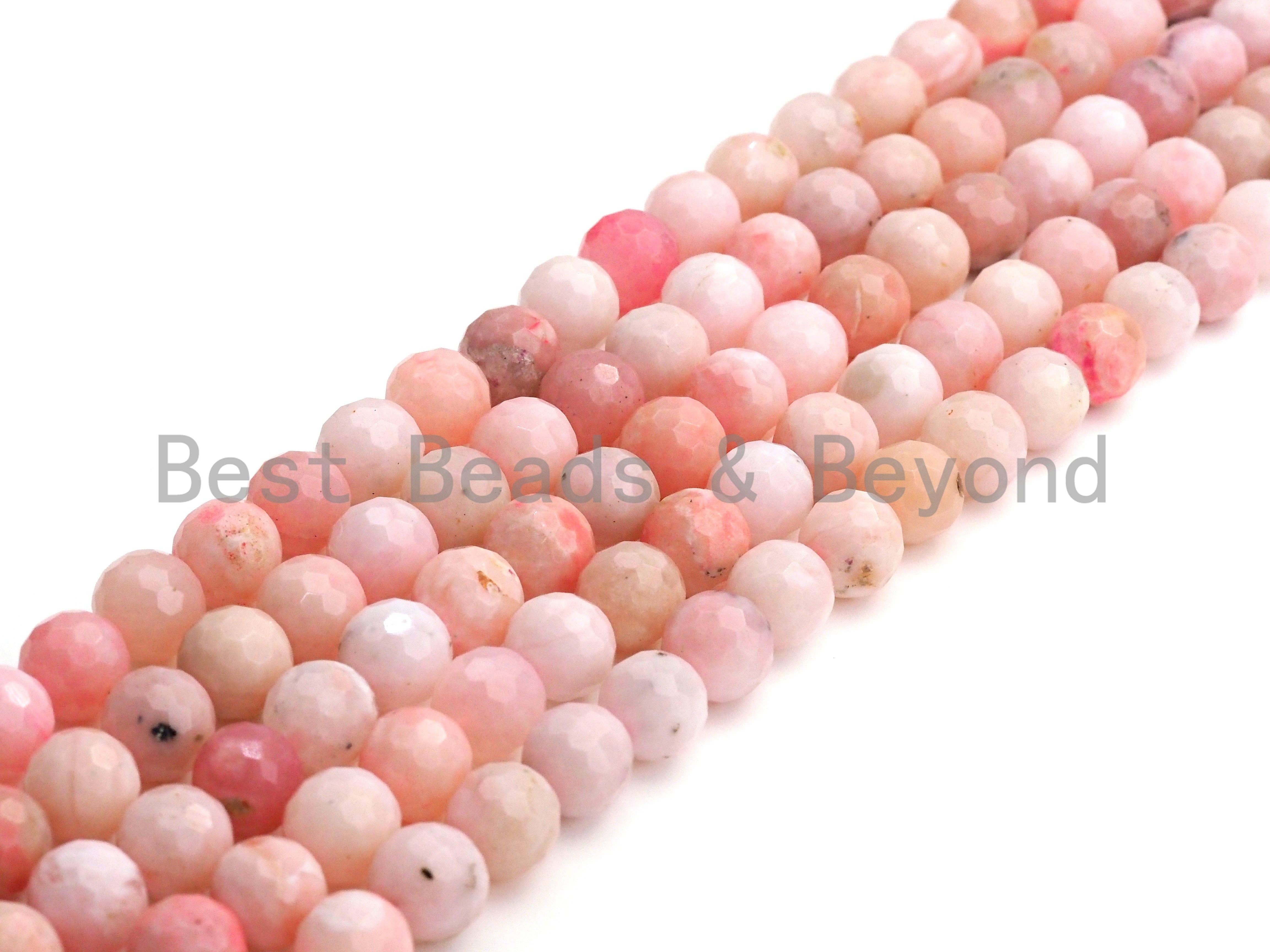 BestBeads&Beyond - Wholesale Beads - High Quality Natural Pink Opal Faceted Beads, 6mm/8mm/10mm/12mm Round Faceted Opal Beads, 15.5" Full Strand, sku#U8192