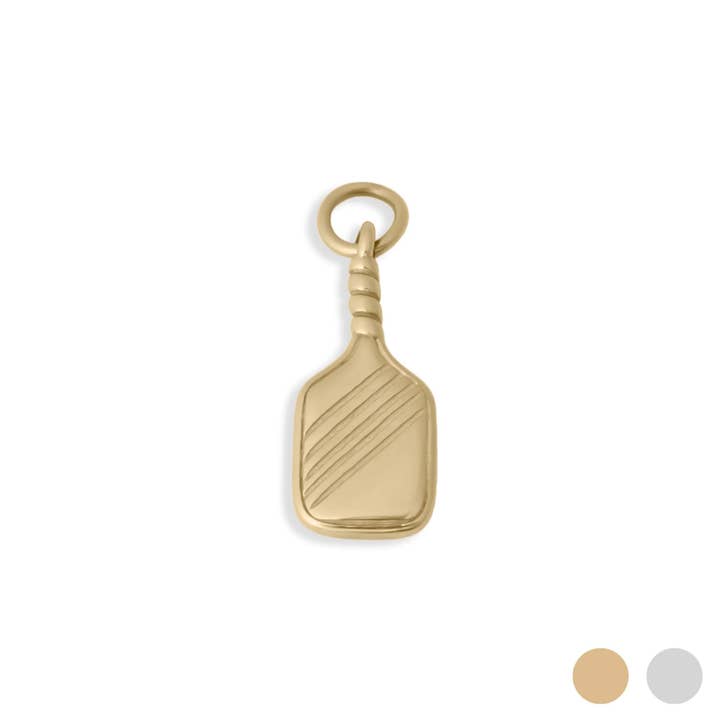 18K Gold PVD Stainless Steel Pickleball Charm for wholesale by WJW
