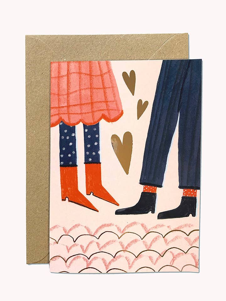 Love Him & Her A6 Foiled Greetings Card for wholesale by Happy Wolf