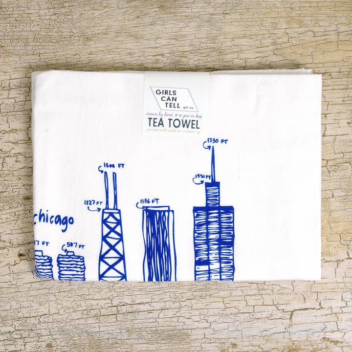 Chicago Buildings Tea Towel | kitchen | flour sack | dish for wholesale by Girls Can Tell