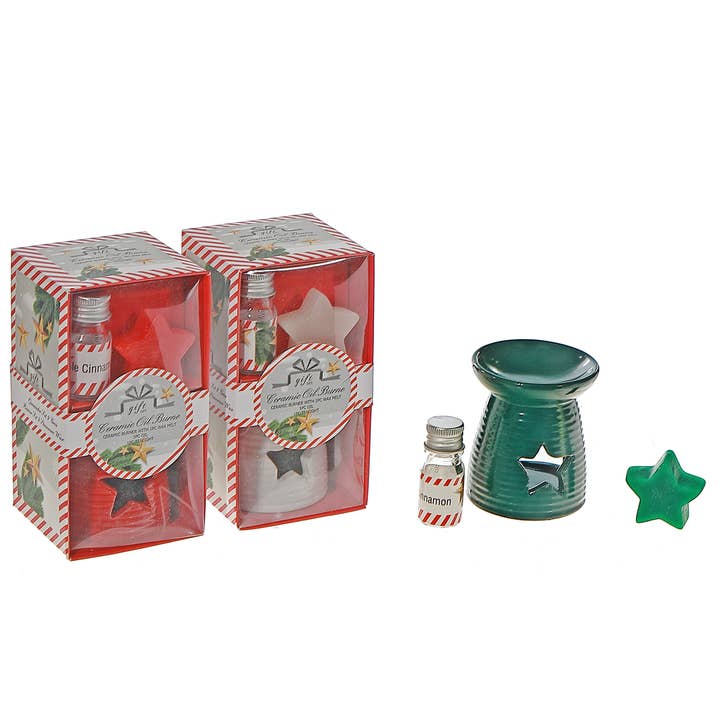 CERAMIC STAR WAX & OIL BURNER GIFT SET (ASSTD) for wholesale by IH Casa Decor