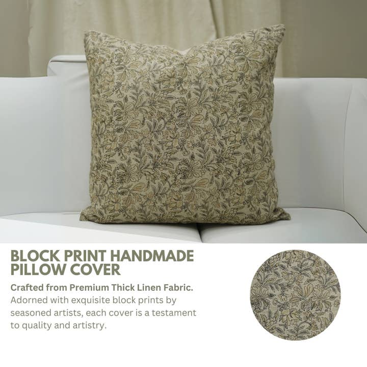 Fabdivine - Wholesale Throw Pillow Cover - Indian Block Print Thick Linen Pillow Cover - Qudrat
