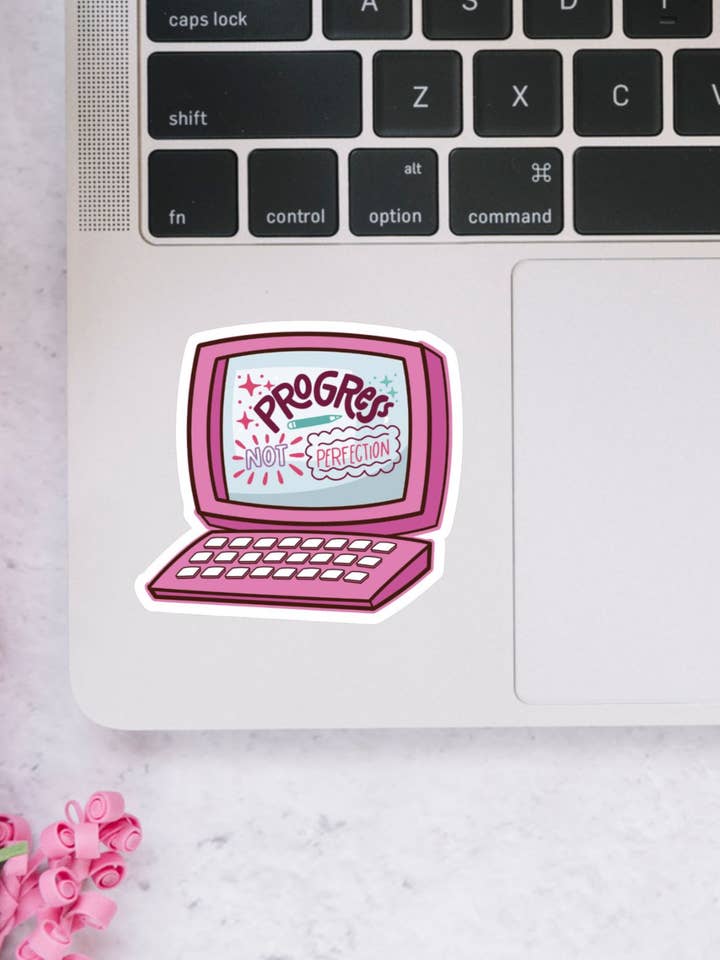Progress Not Perfection Computer Sticker, Positive Sticker for wholesale by Dotesy Designs
