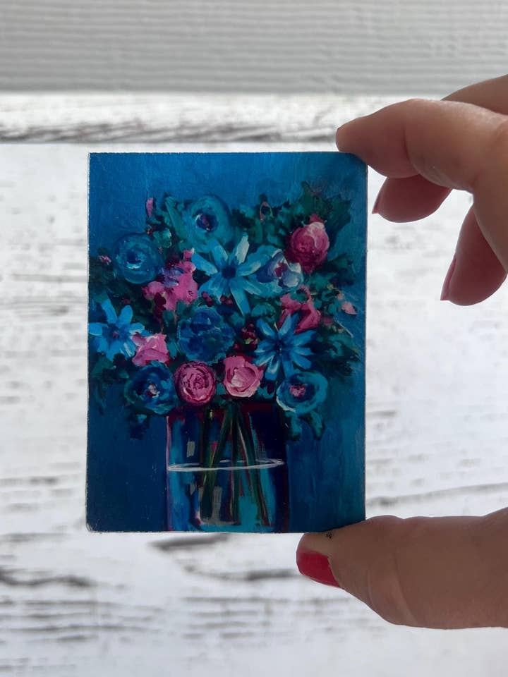 Blue Floral bouquet magnet for wholesale by Sunshine Girl Designs