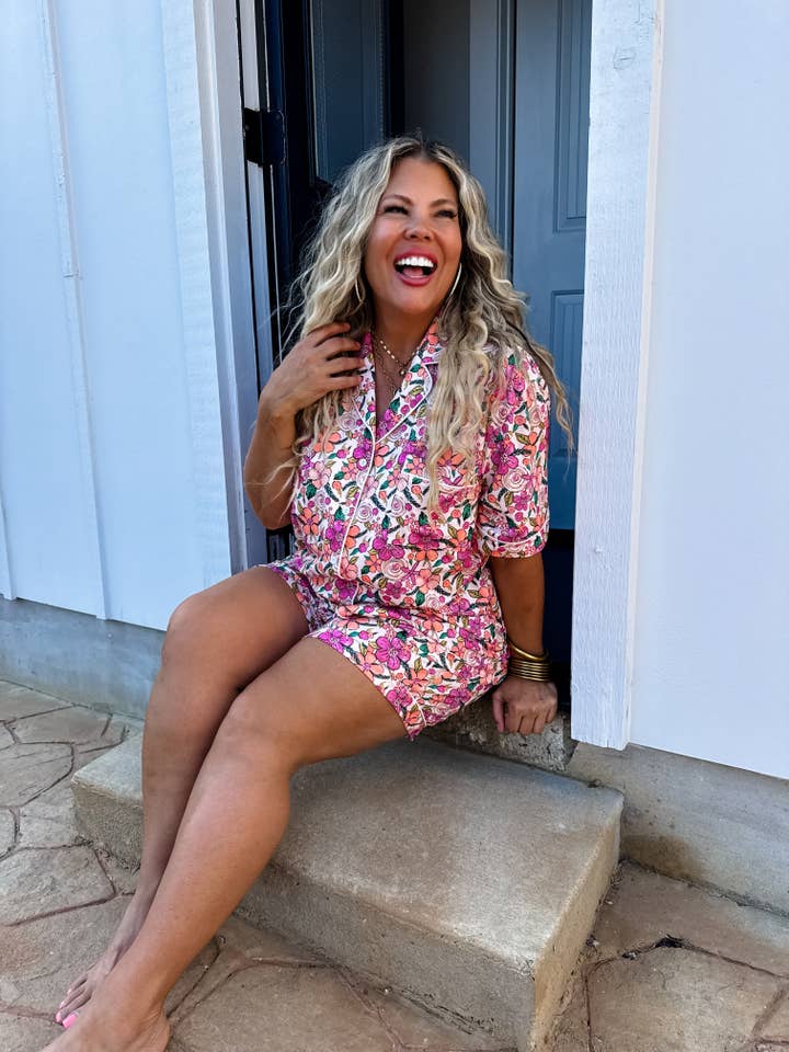 BLAKELEY - Wholesale Sleepwear Set - Women's - FLORAL AND CHERRIES PJ SET