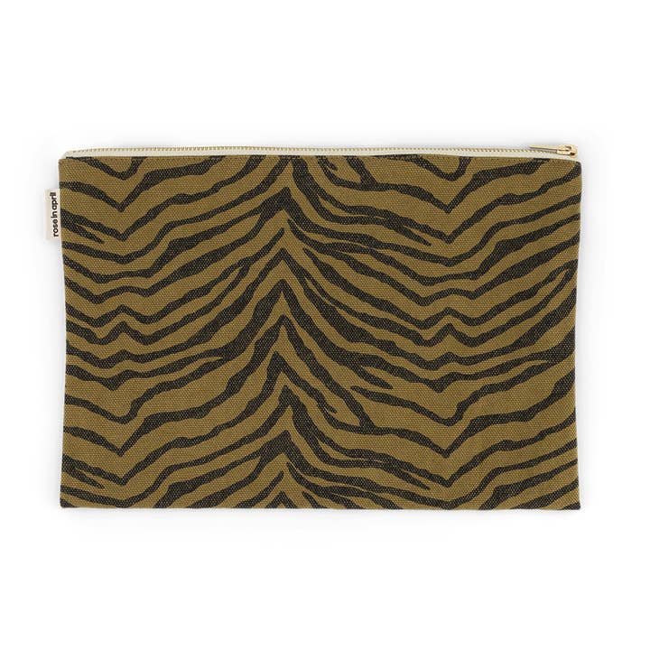 LILI FLAT POUCH ZEBRE OLIVE for wholesale by Rose in April