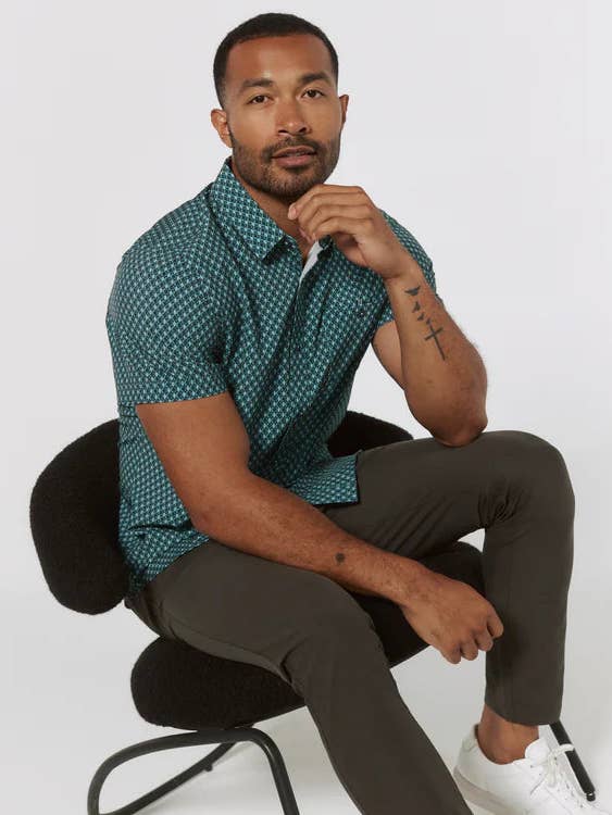 Menica Kortärmad Skjorta Turkos för wholesale av Diamond Apparel Jackets