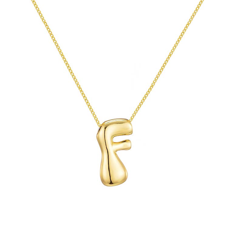 AMORINO SRL - Wholesale Pendant/Charm Necklace - LARGE BUBBLE INITIAL NECKLACE - JN24512B89GOLD5