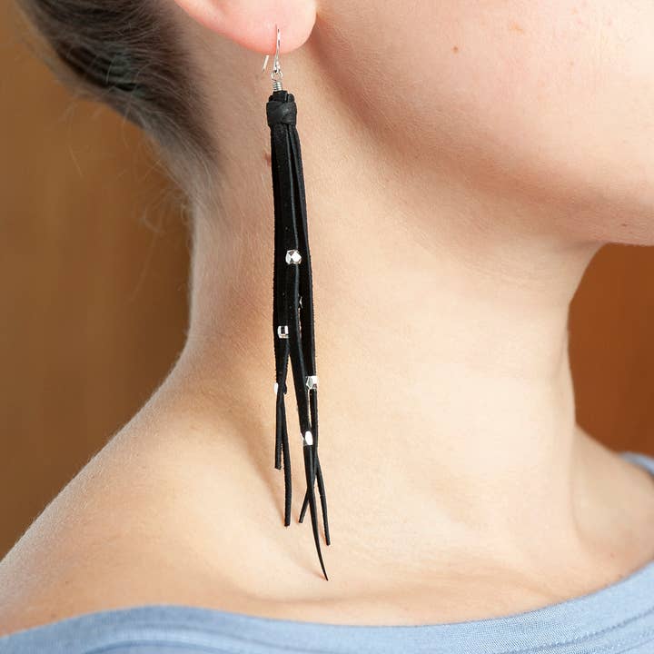 Tara Tassel Earrings In Bat for wholesale by Presh