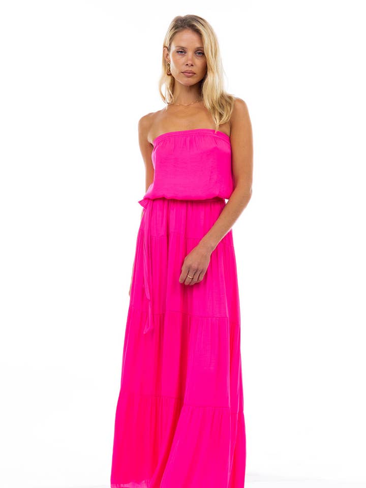 Maxi Tiered Tube Dress With Elasticized Waist - SU for wholesale by Naked Zebra