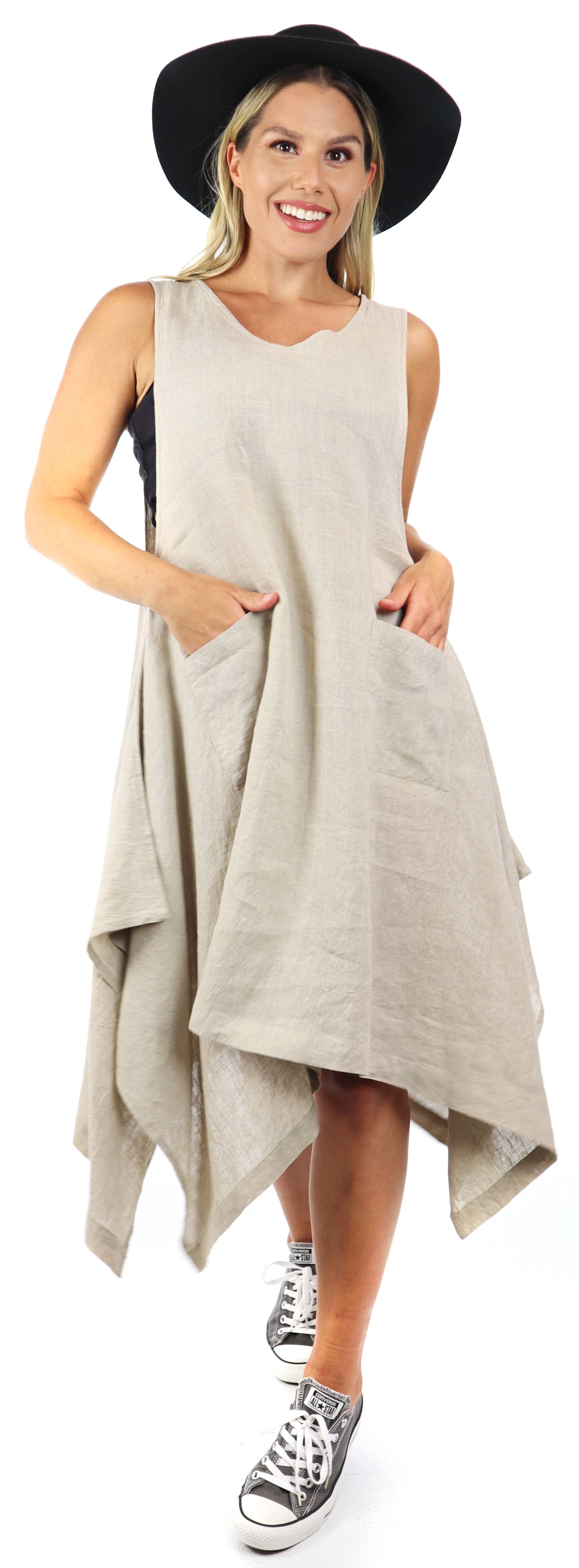LINEN AND GAUZE - Wholesale Dress - Women's - 3292 Linen Dress6