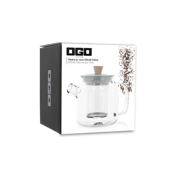 Ogo living - Wholesale Tea Pot - Oscar teapot in borosilicate glass and stainless steel 550 ml1