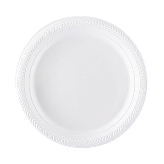 EcoQuality - Vente Assiette à salade - Assiettes à salade rondes jetables en plastique blanc de 9 po0