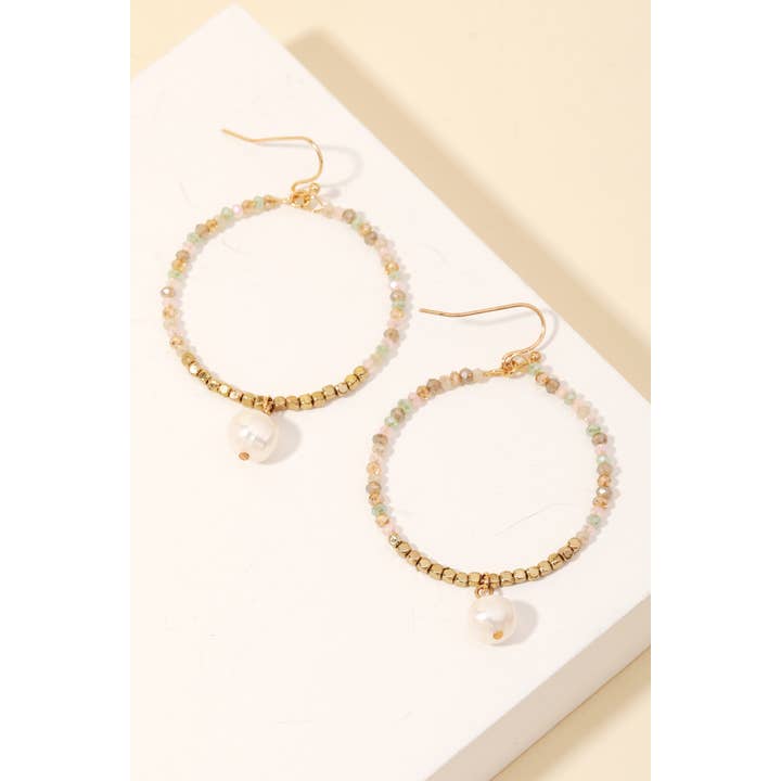 Anarchy Street - Wholesale Dangle Earrings - Beaded Circle Pearl Drop Earrings