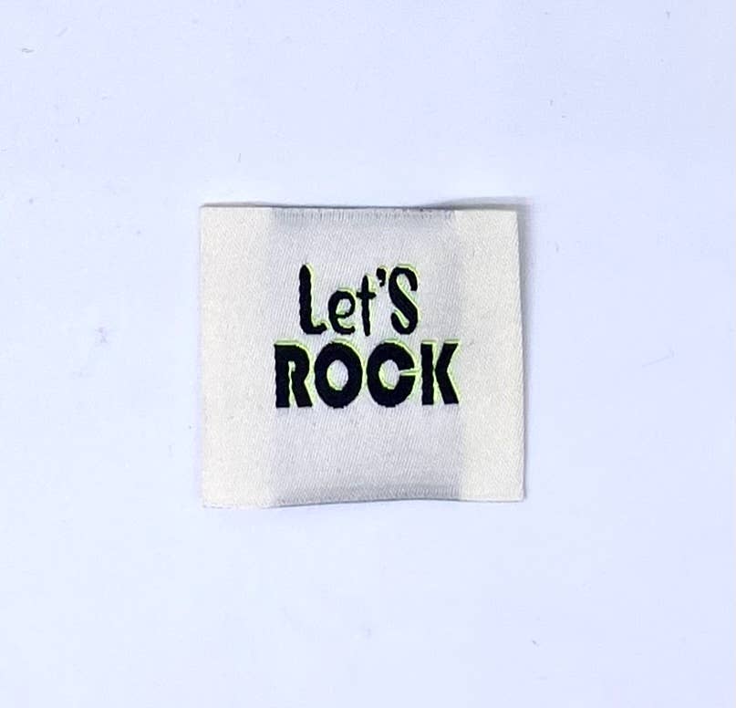 L’Étiquette Home Couture - Vendita all'ingrosso Kit da cucito creativo - Etichetta tessuta da cucire « LET'S ROCK » ecru, nero e giallo2