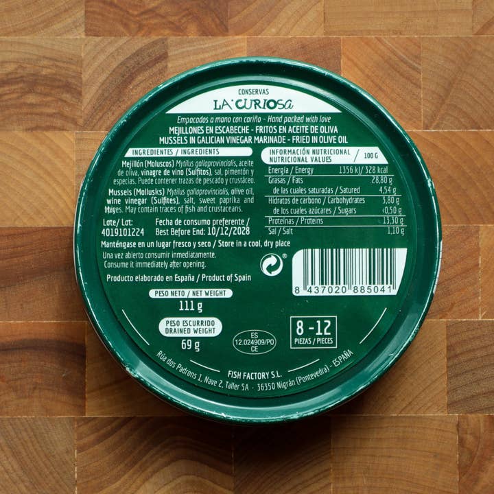 FishNook Tinned Seafood Co. - Vente Poissons en conserve - La Curiosa Moules Galiciennes en Escabèche, 150g3