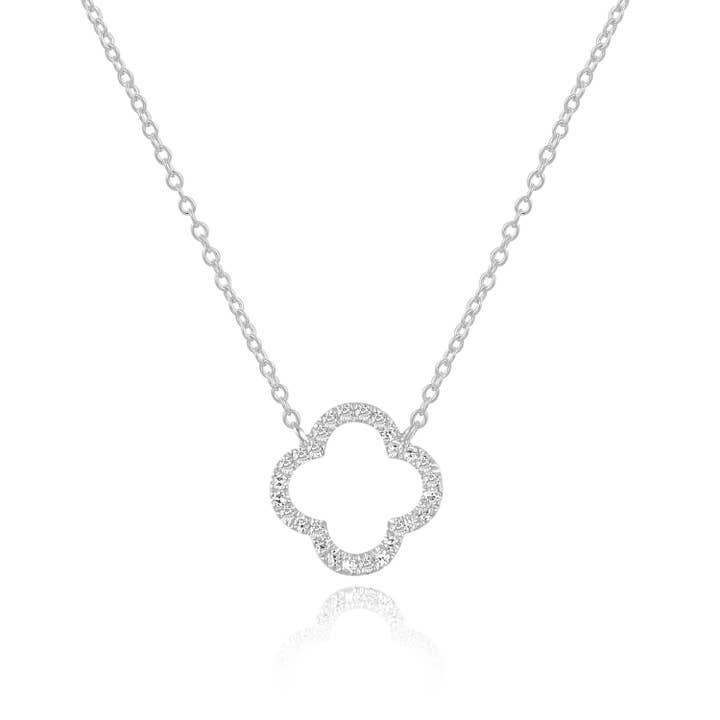 Clover 18K white gold diamond necklace for wholesale by Leaf Jewelry