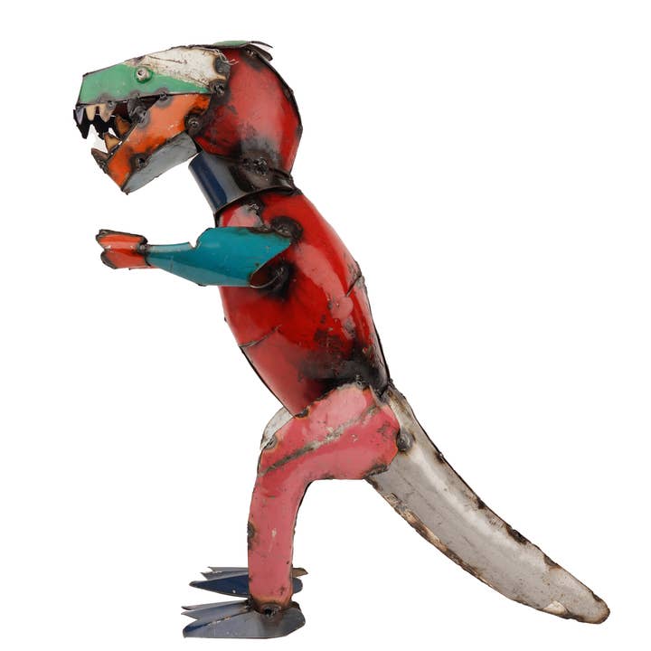 My Amigos Imports - Vente Bibelots/décorations d'extérieur - Dinosaure T Rex en métal, jardin, jardin, animaux, 16 L x 6 x 16 h