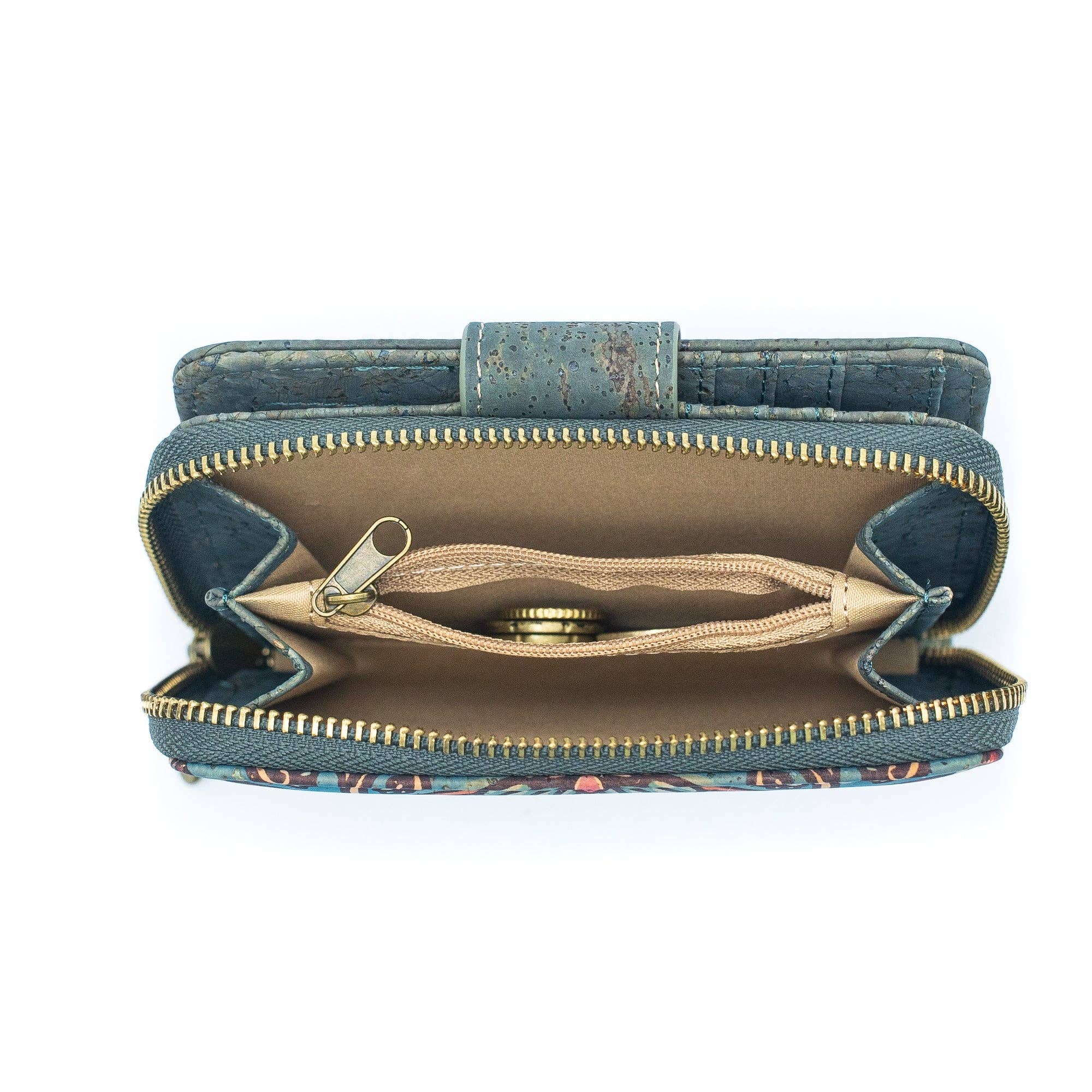 Meninas Bonitas Cork – Engroshandel Tegnebog - Dame – Turkis mønstret pung i kork til kvinder BAG-20888