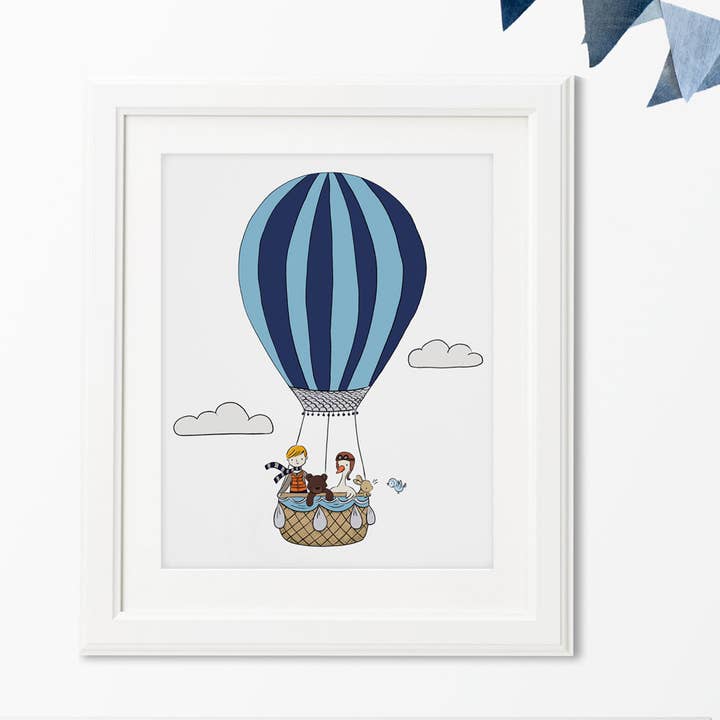 Hot Air Balloon Boy Print for wholesale by Little Sharks