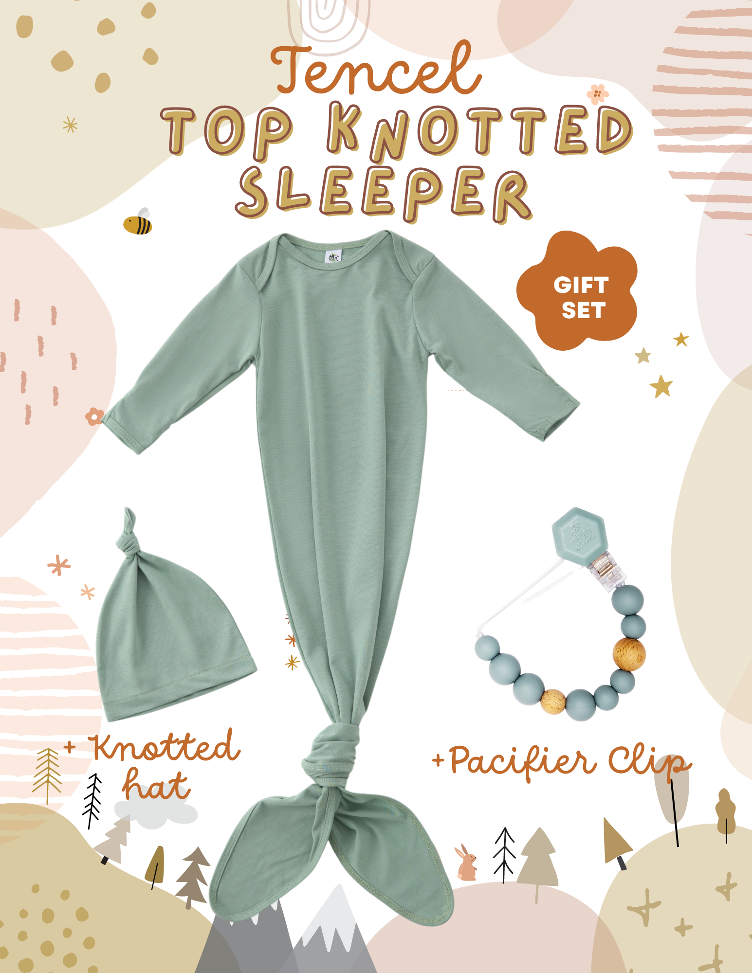 Earth Baby Outfitters – Conjunto de roupa - Bebé por atacado – Conjunto de Presente para Recém-Nascido Bamboo Welcome Home0