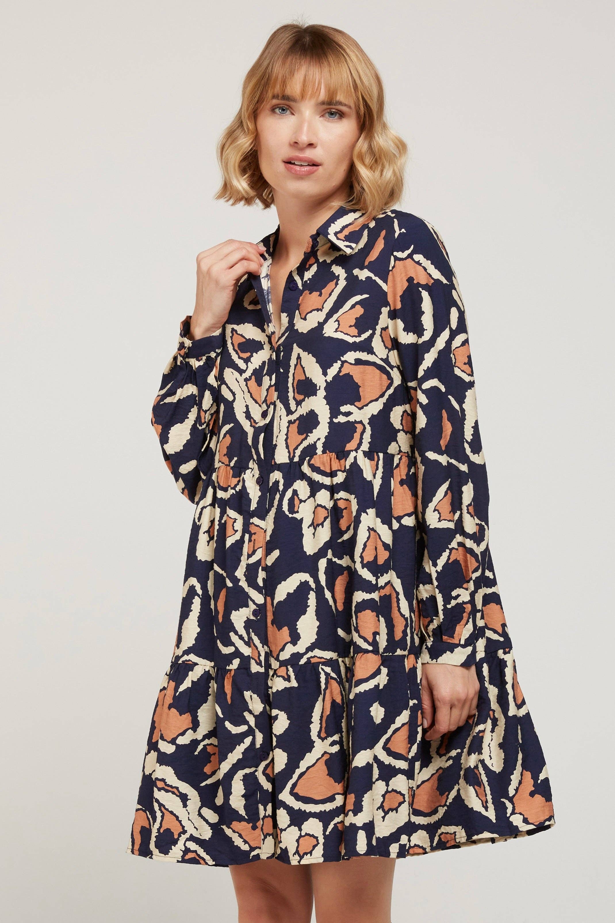 Andy & Lucy - Vendita all'ingrosso Vestito - Donna - MANOLA - Abito corto stampato - colletto a camicia, maniche lunghe5