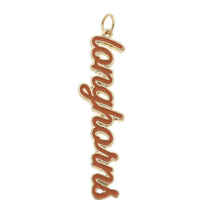 Canvas Style - Wholesale Individual Charm/Pendant - Texas Longhorns Enamel Script Charm