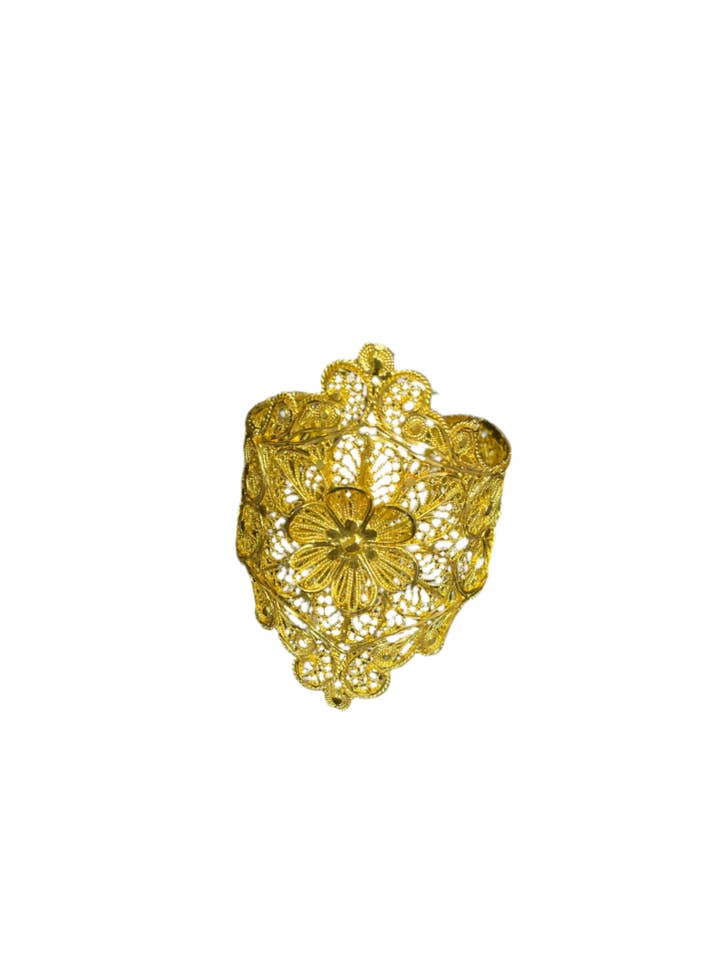 Flower Cuff Bracelet with Imitated Gold By Elegant Design for wholesale by Palestinian Elegance