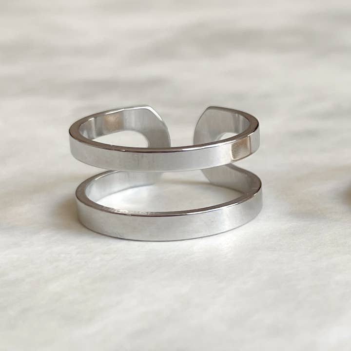 Blueyejewelry – Engroshandel Båndring – Guldbelagt Ring - Anløbningsfri Åben Dobbeltbåndsring