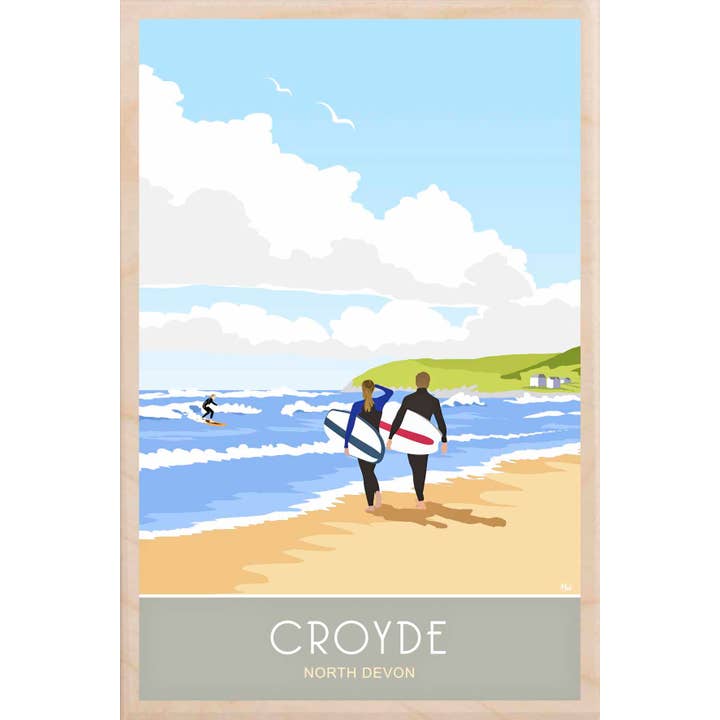 THE WOODEN POSTCARD COMPANY - Wholesale Postcard - DEVON CROYDE wooden postcard, magnet, key tag, sign