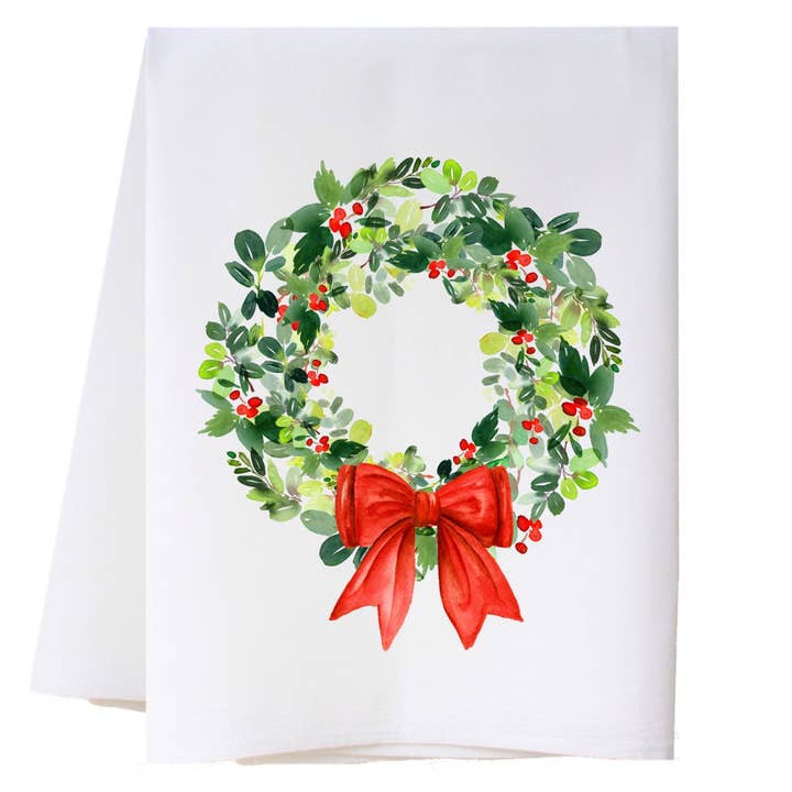 Serviette de cuisine couronne de Noël pour la vente par Cora & Pate
