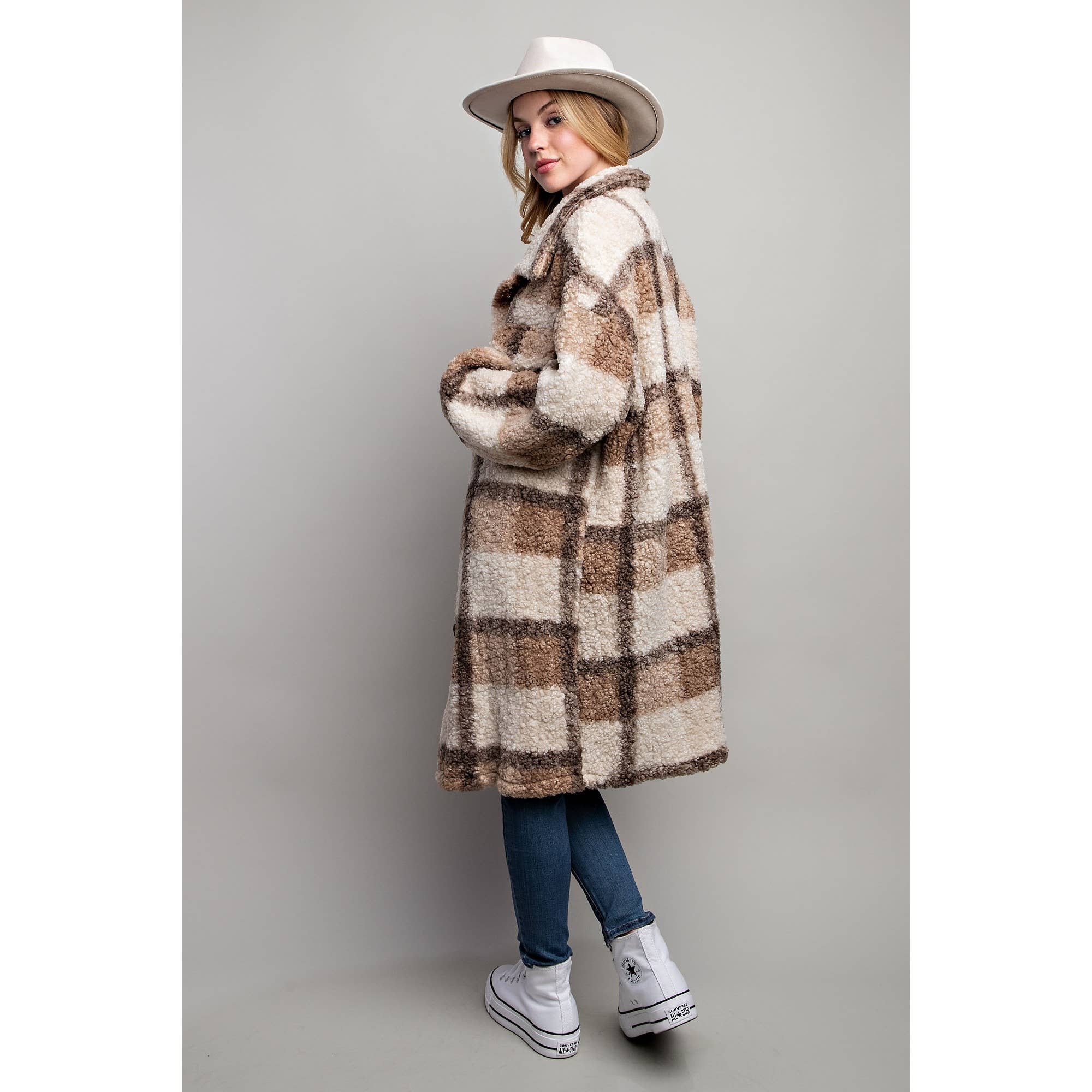Sweet Generis – Engroshandel Jakke - Dame – PLAID TEDDY OVERSIZE JAKKE32