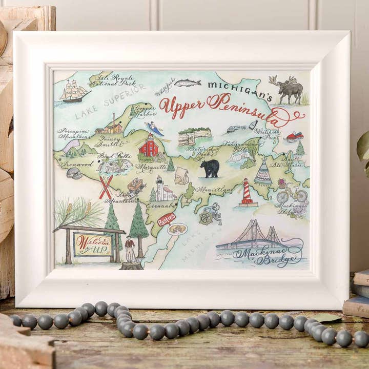 Michigan Upper Peninsula Map Prints for wholesale by Designs by Robyn Love