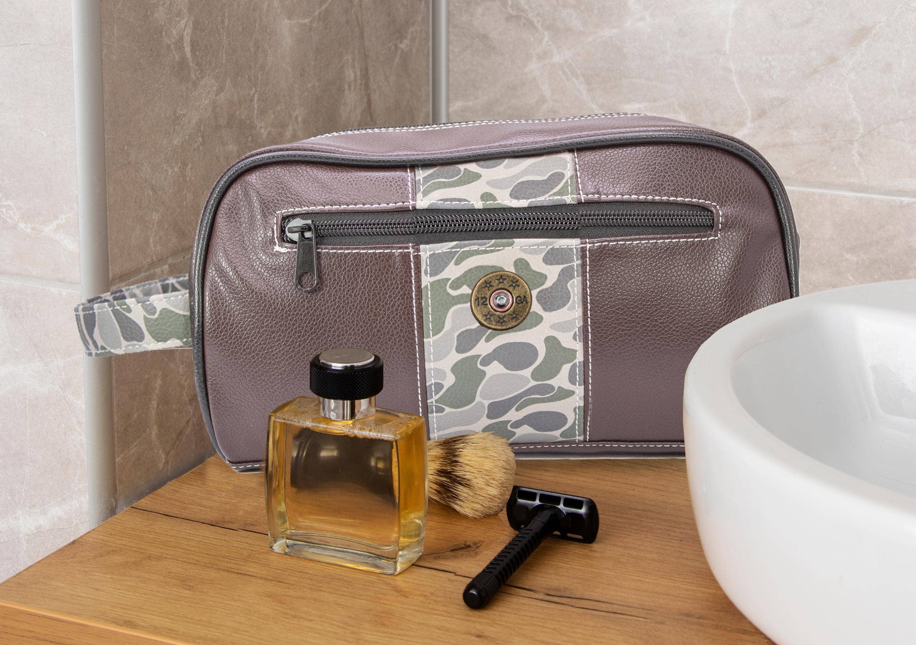 Zep-Pro - Wholesale Toiletry Bag - Men's - Shot Shell Brown Pebble Old School Camo Men's Toiletry Dopp Bag.6