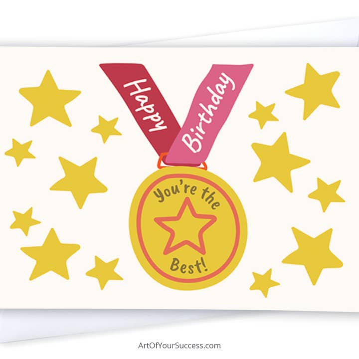 Happy Birthday Medal Card for wholesale by Art Of Your Success