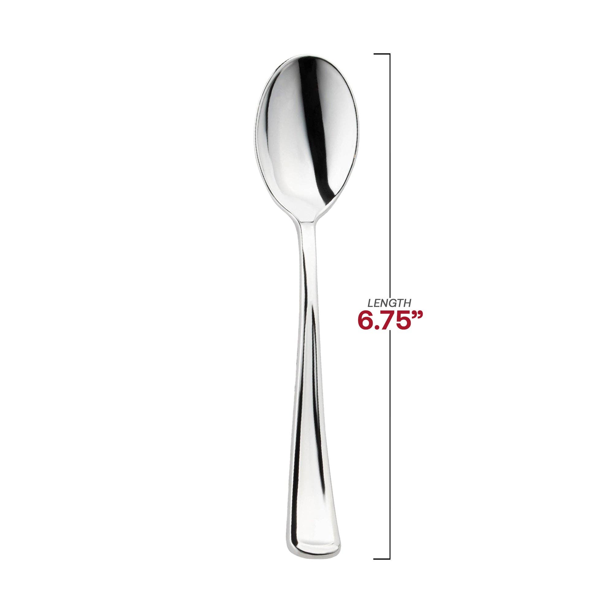Smarty had a Party - Wholesale Table Spoon (Cutlery) - Shiny Metallic Silver Plastic Spoons - 24 pcs2