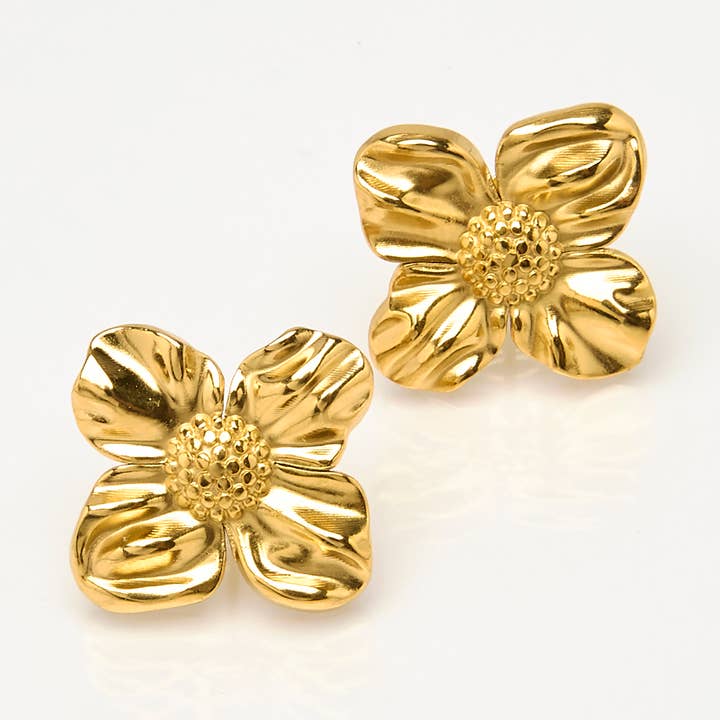 Guldörhängen i rostfritt stål, blomma. för wholesale av By Sookay