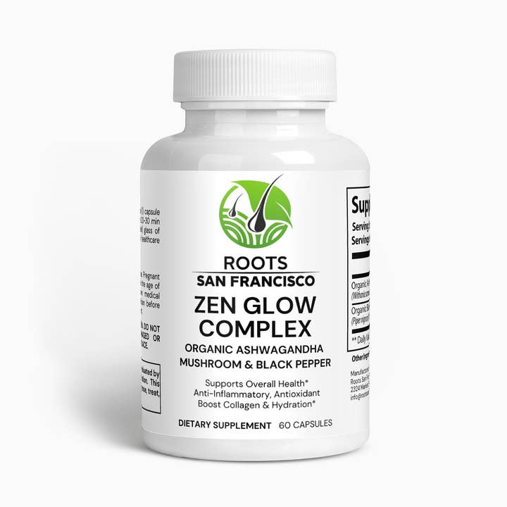 Zen Glow Complex with Ashwagandha & Black Pepper for wholesale by Roots San Francisco