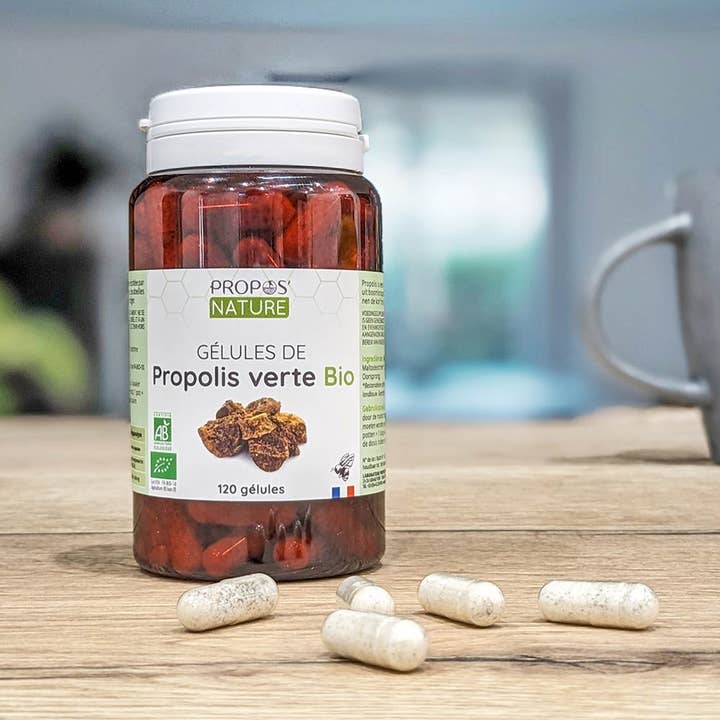 Propos'Nature – Großhandel Nahrungsergänzungsmittel/Vitamin zum Einnehmen – Bio Grüne Propolis Pflanzliche Kapseln - Immunität - 60,120