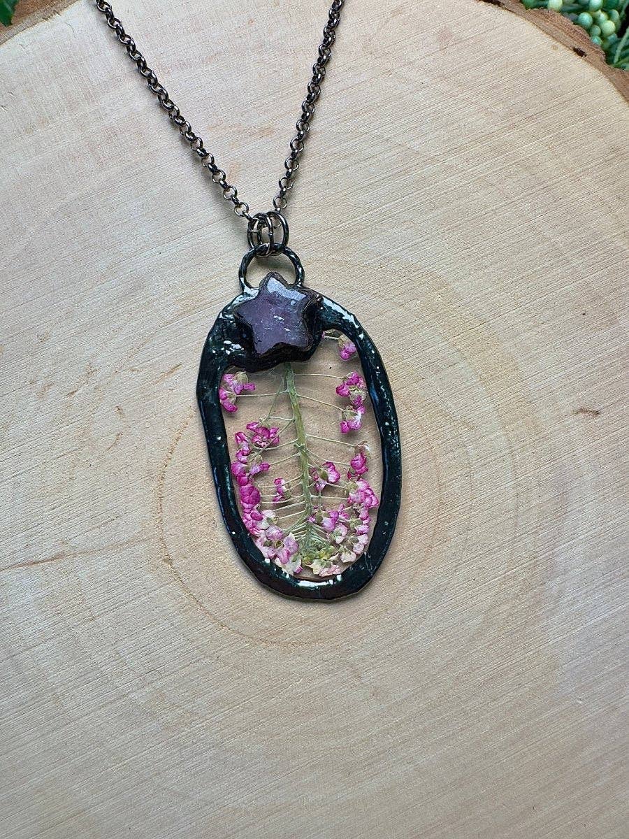 Copper Ashes - Wholesale Pendant/Charm Necklace - Somnielle- Kunzite and Flower Necklace