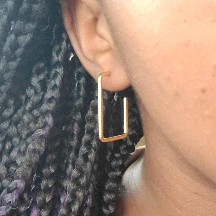 Veena Drop Hoop Earring - Square for wholesale by Alora Boutique Inc.