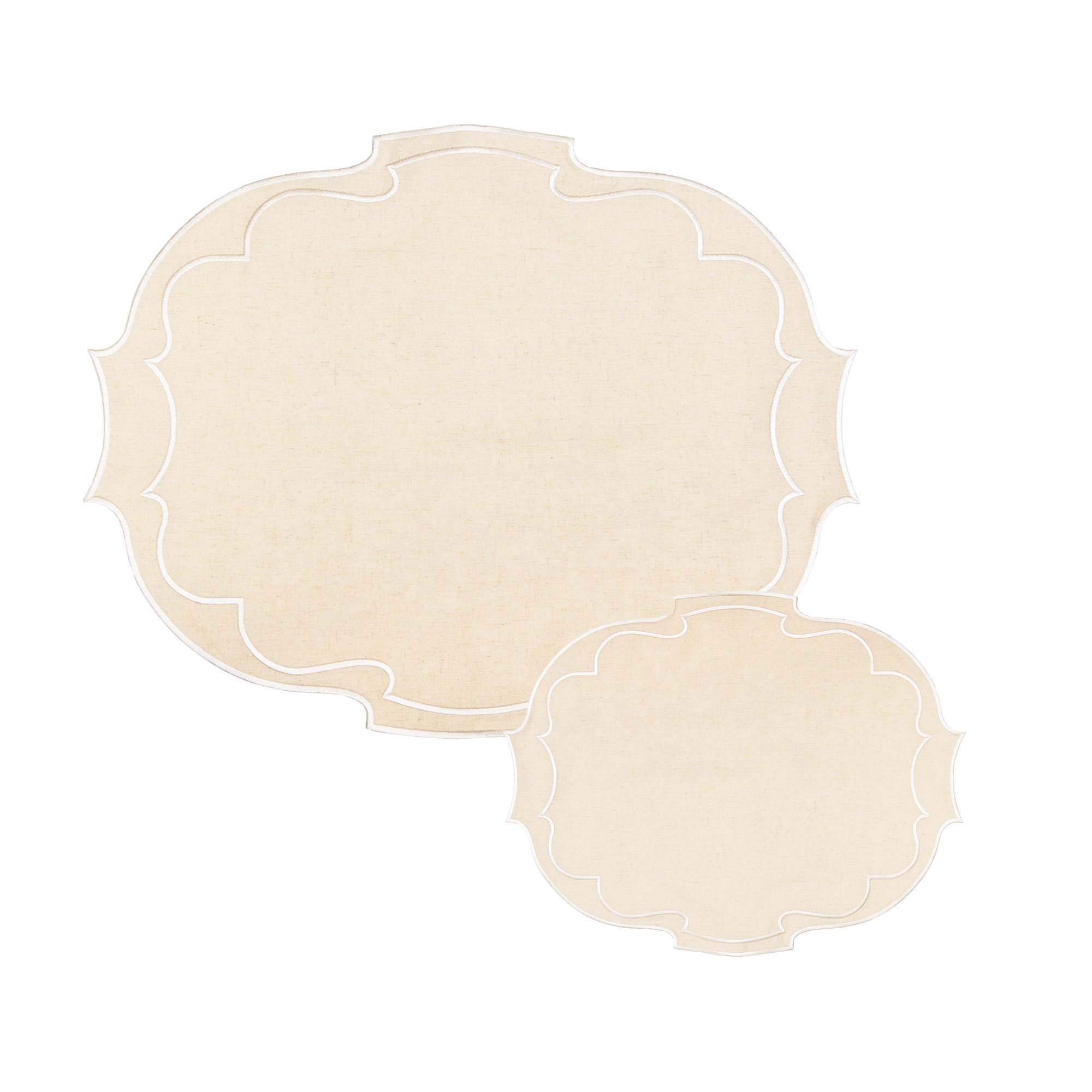 Top Tables Retail – wholesale Placemat – Taylor Embroidered Oval Placemats - Latte • Set of 20