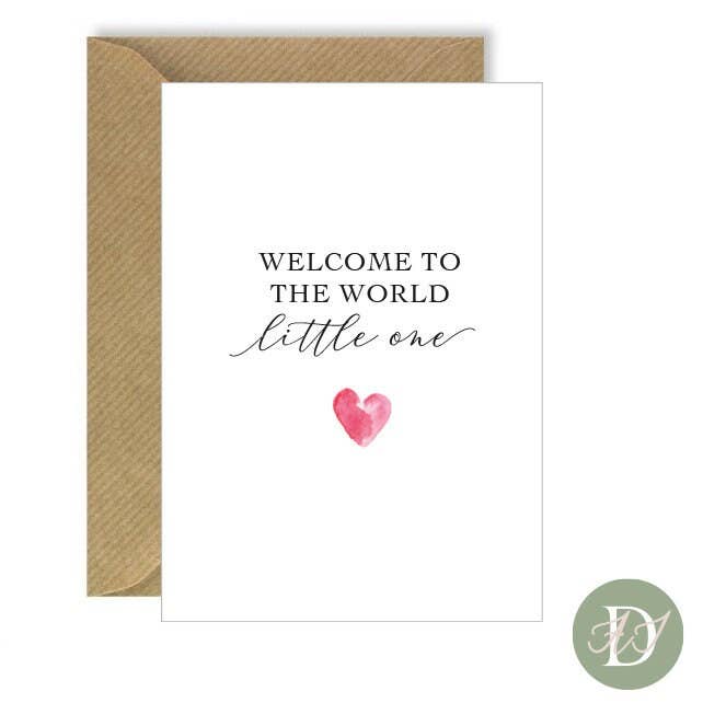 Bienvenue dans le monde | Nouvelle carte pour bébé pour la vente par Anna Jayne Designs